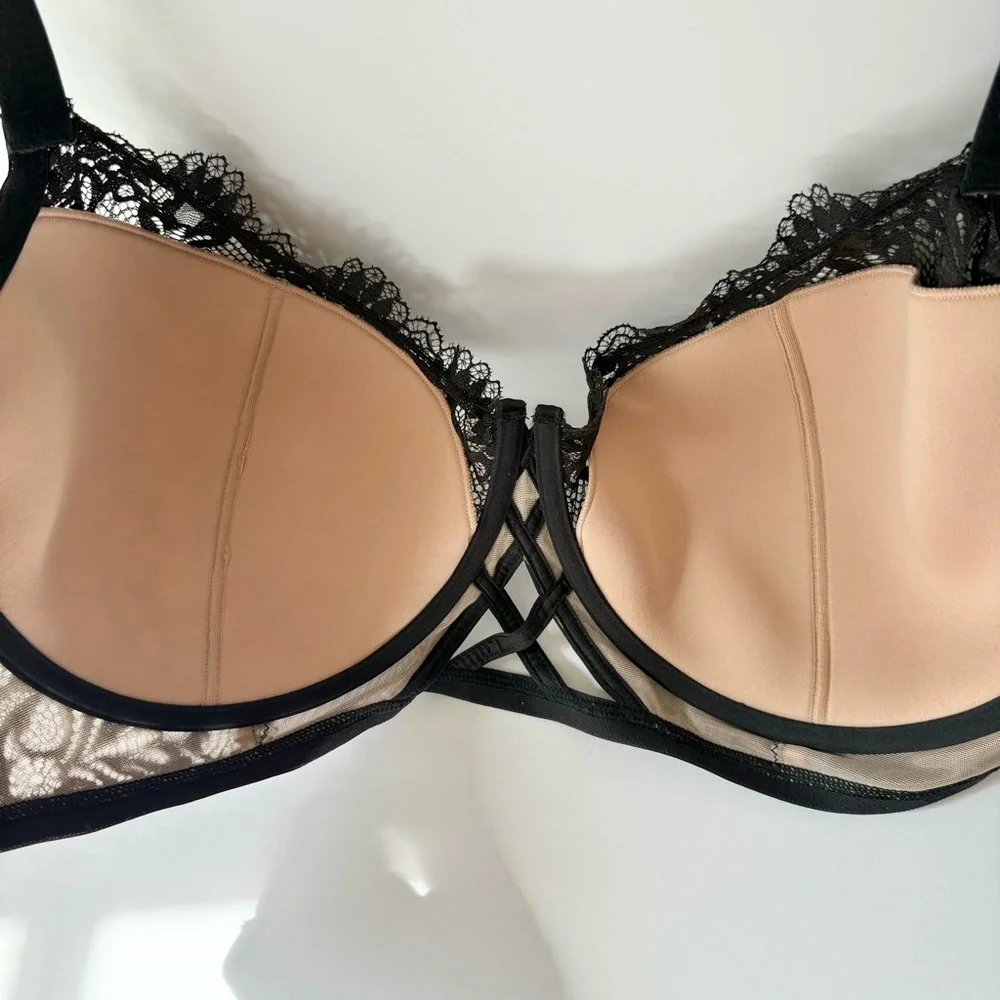 Adore Me Nude Black Lace Push Up Bra